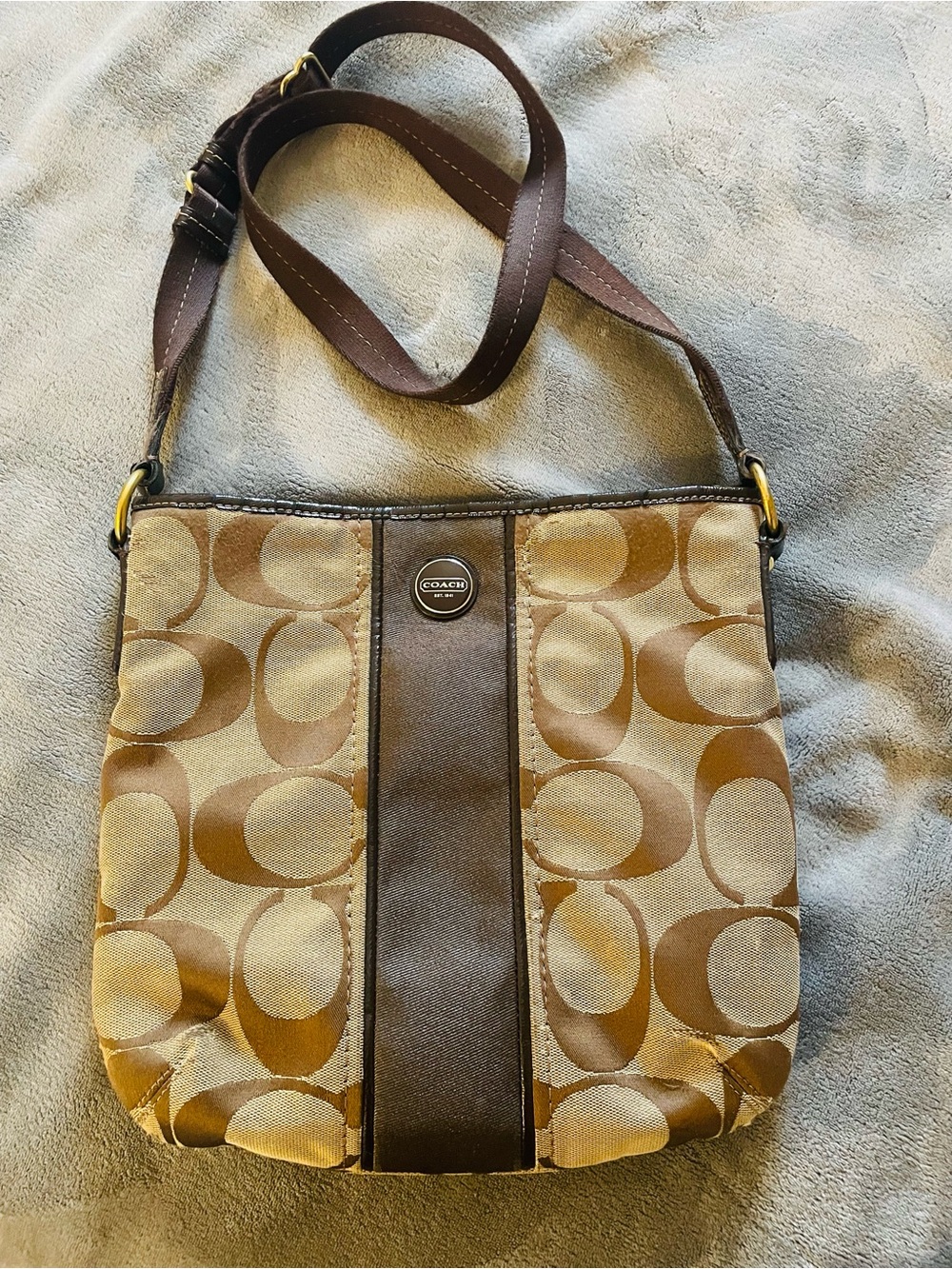 Coach Brown Signature Canvas Crossbody Bag - Damaged